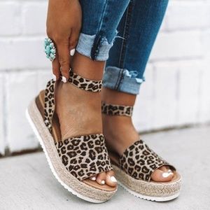NEW SIZES **LADIES LEOPARD ESPADRILLE PLATFORM